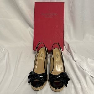 Valentino black bow wedge sandals Size 39 (8)